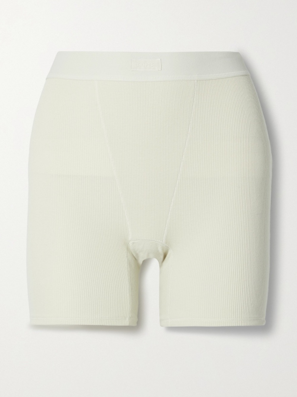 SKIMS Cotton Collection Ribbed Boxer Shorts in Cream
